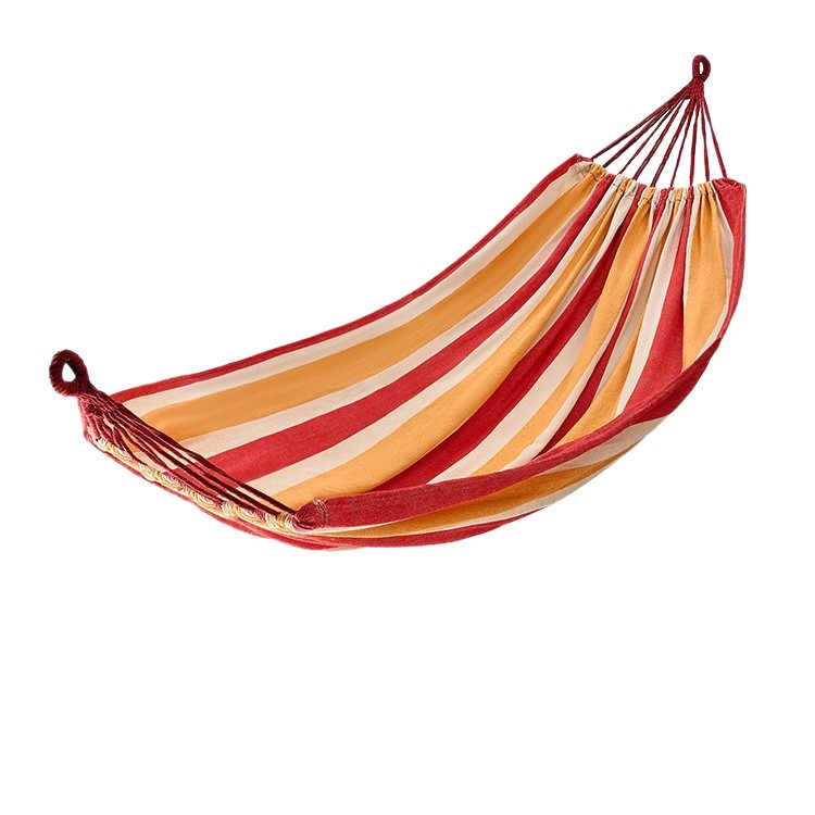 Hammock for Outdoor Travel, Anti-Rollover Canvas Hammock with Curved Bars, Single or Double Person, Camping Indoor Swing Chair - Image 5